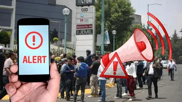 Simulacro con alerta sísmica y evacuación en edificio