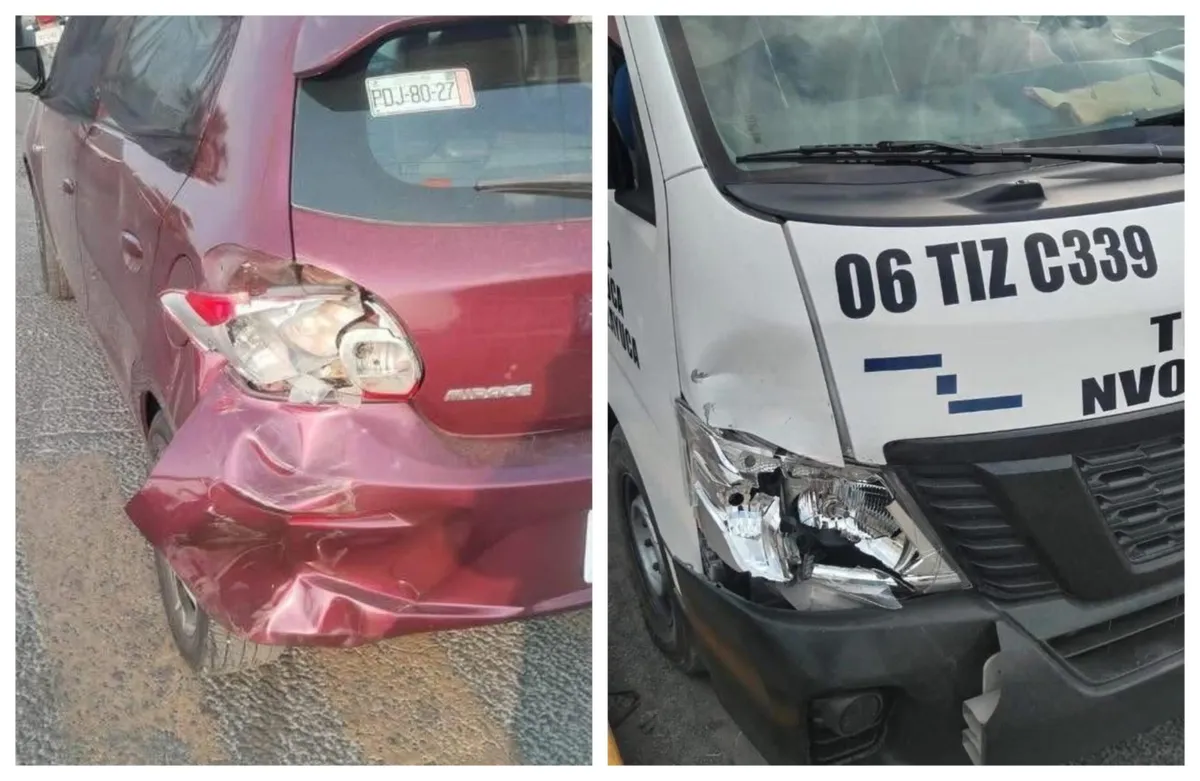 Tizayuca: accidente entre combi y auto deja a menor de edad y mujer lesionados
