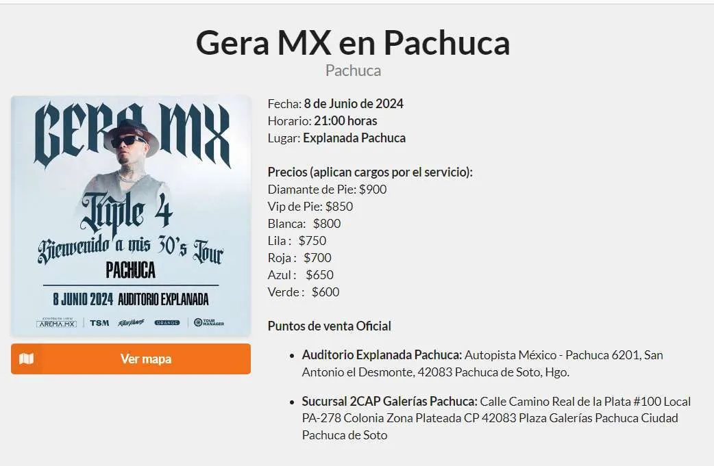 Gera MX en Pachuca: precio de boletos y donde comprarlos
