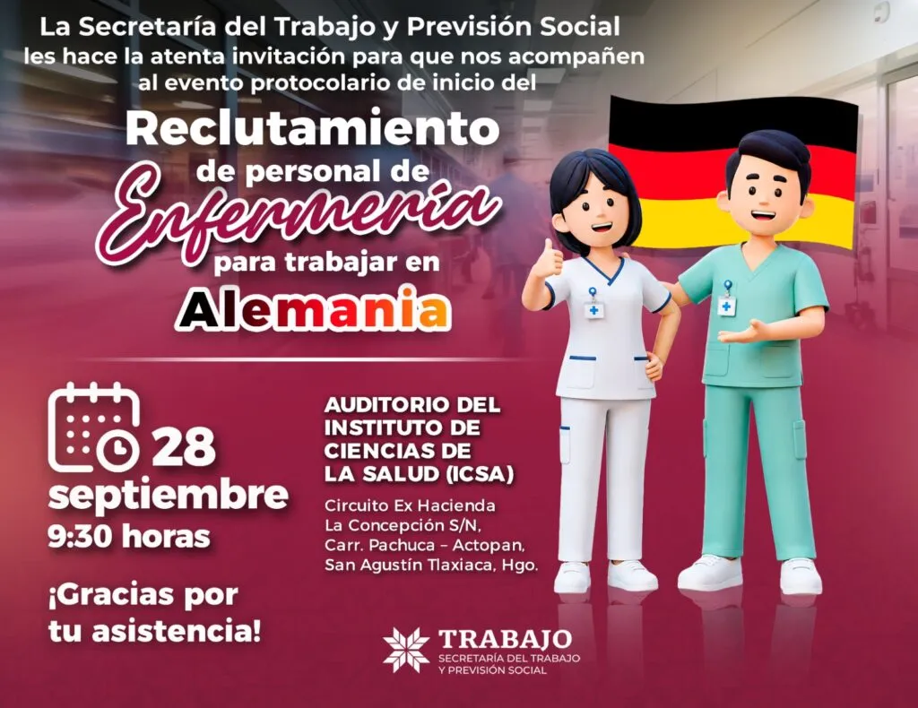 Alemania recluta enfermeras y enfermeros en Hidalgo: estos son los requisitos
