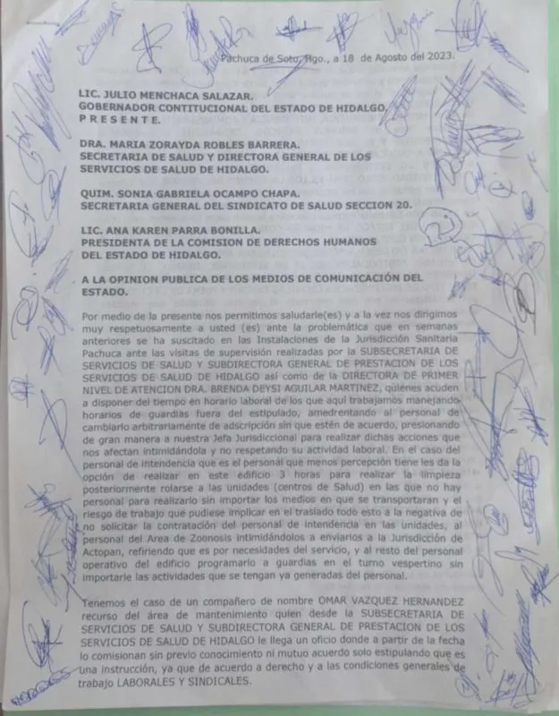 ¡Por presunto abuso de autoridad! Trabajadores de salud piden destitución de funcionarias