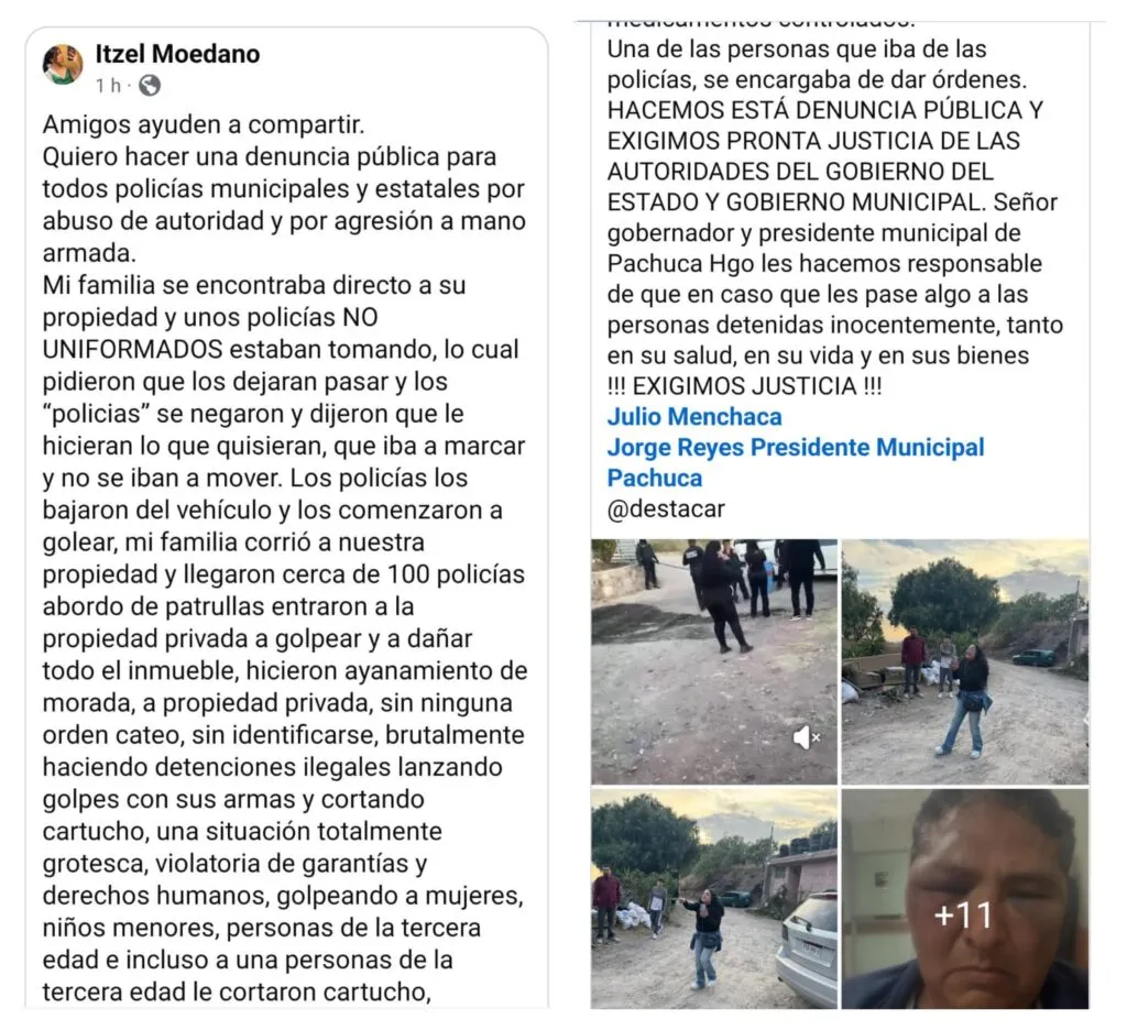 Acusan a policías de Pachuca de entrar a casa y golpear a familia sin orden judicial
