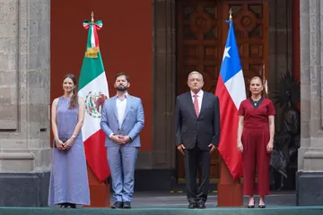 Recibe AMLO al presidente de Chile, Gabriel Boric