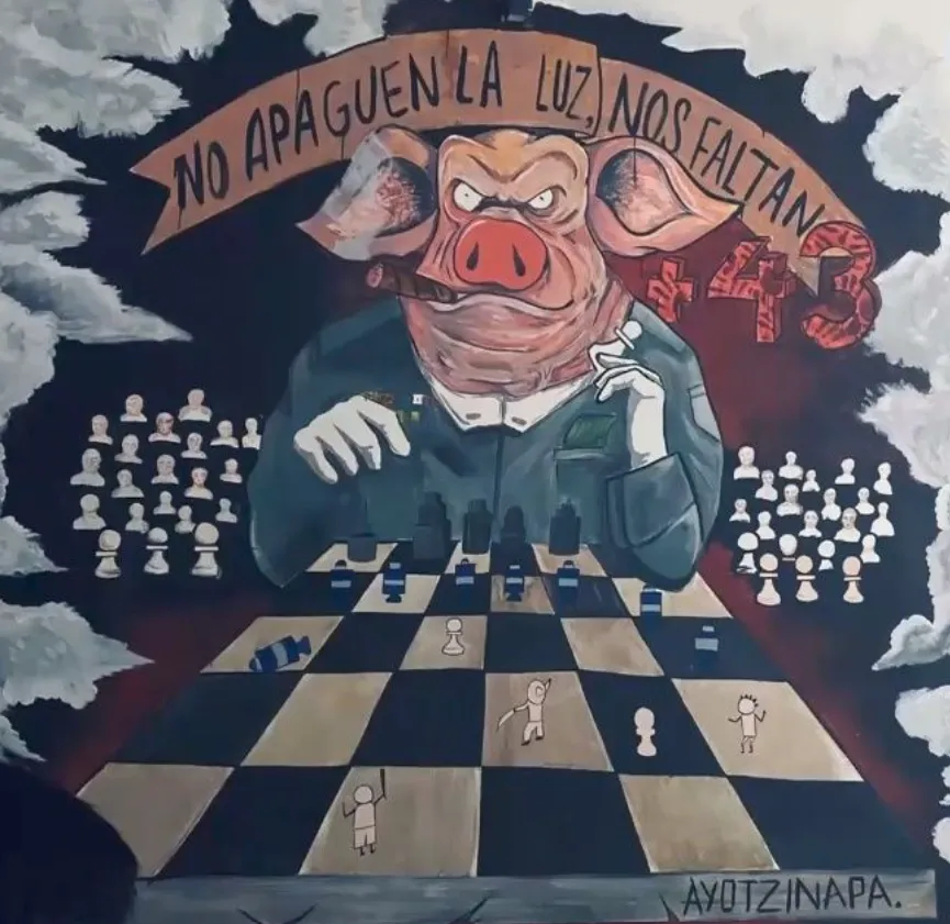 El Mexe exige justicia a 11 años de Ayotzinapa: recuerdan a los 43 con ofrenda y mural