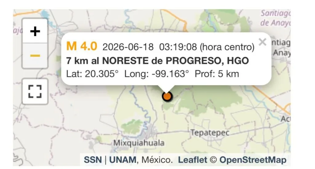 Dos sismos sacuden Hidalgo durante la madrugada y activan recorridos preventivos