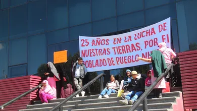 Protesta de ejidatarios de Pueblo Nuevo en Palacio de Gobierno de Hidalgo
