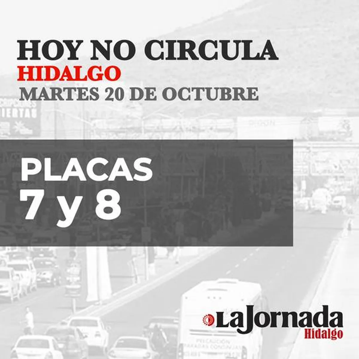 Hoy No Circula, martes 20 de octubre
