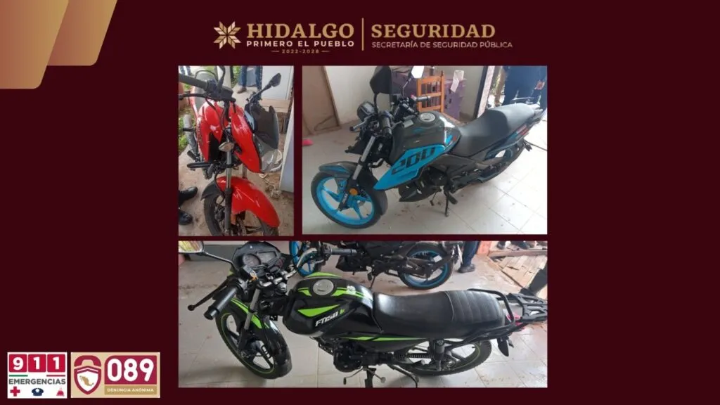 Cateos en Pachuca dejan detenidos, motocicletas robadas y droga asegurada
