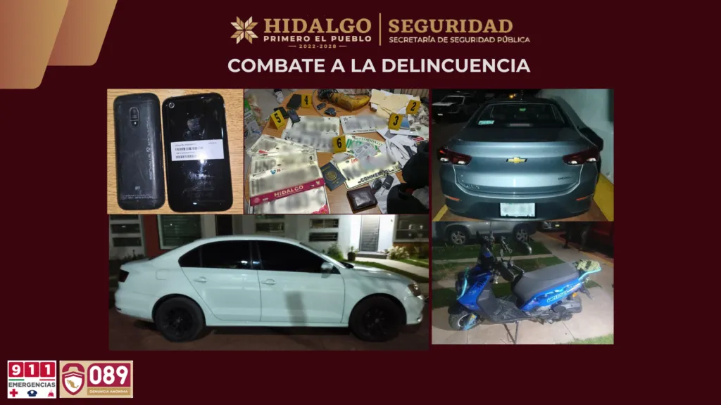 Encuentran placas robadas y documentos presuntamente clonados durante cateo en Pachuca