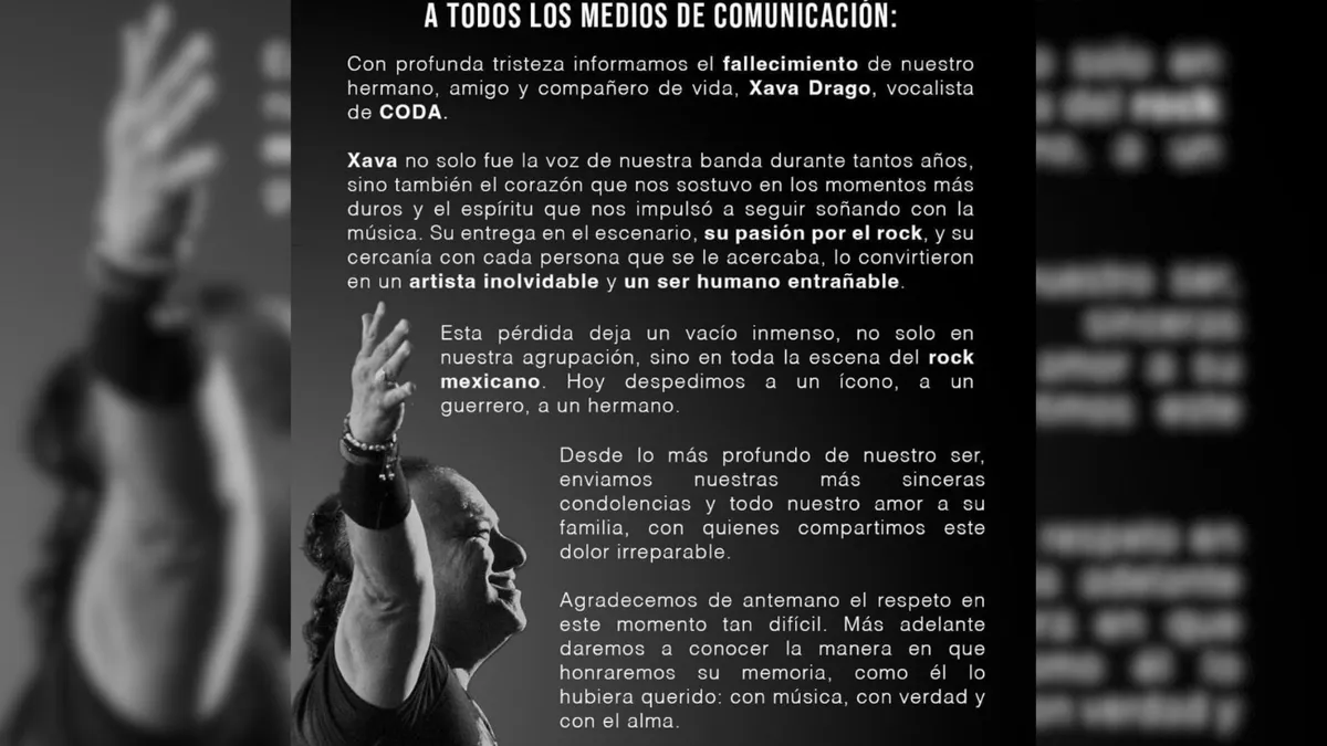 Comunicado compartido por la banda en redes sociales