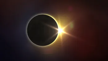 Eclipse solar total con la Luna cubriendo completamente al Sol.