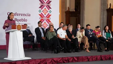 La presidenta Claudia Sheinbaum durante su conferencia matutina en la que habló sobre el crecimiento del PIB de México.
