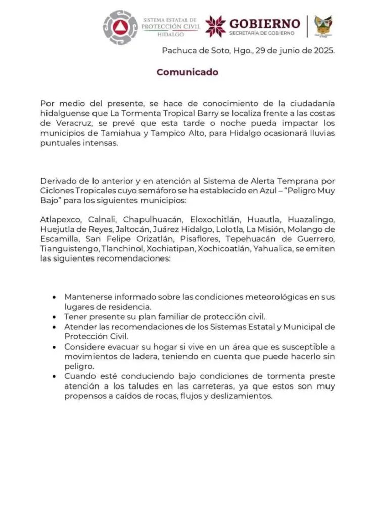 ¡Atención! Emiten alerta azul en Hidalgo por tormenta que podría intensificarse