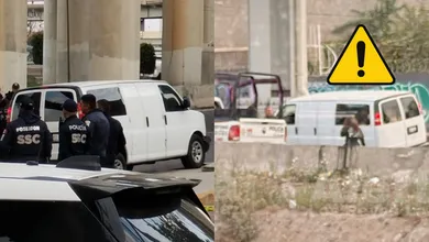 Camioneta blanca donde se encontraba la víctima de la balacera en la zona del puente de La Concordia.