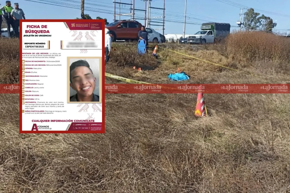 Autoridades identifican cuerpo de joven desaparecido en la México–Pachuca.