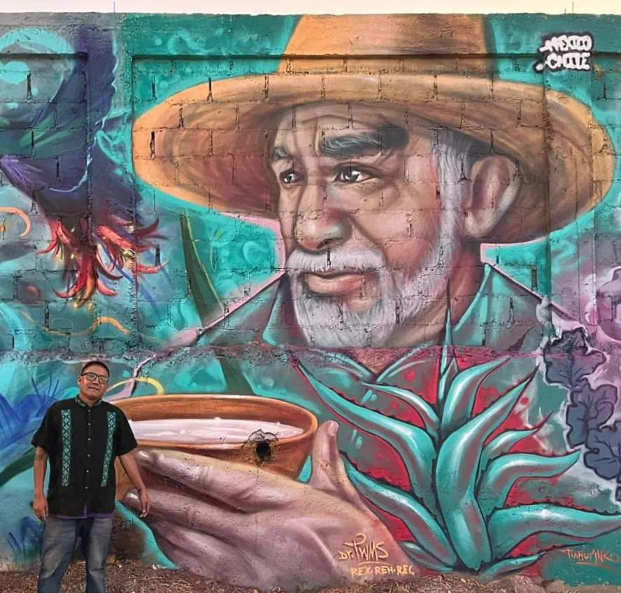 Artista de Hidalgo lleva mural del Mezquital a festival en Chile