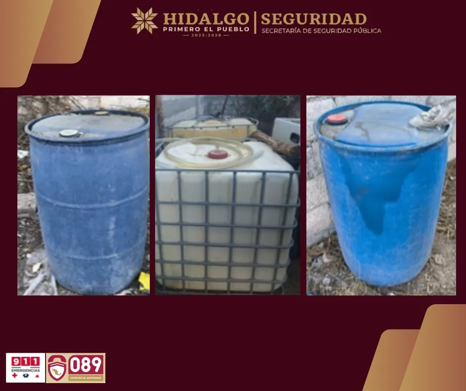 Operativo asegura más de 500 litros de huachicol en Tlahuelilpan