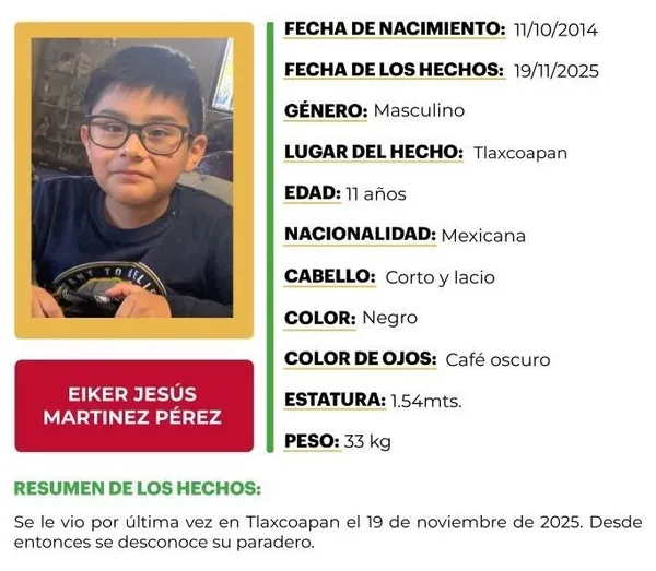 Alerta Amber Hidalgo Eiker Jesús Martínez