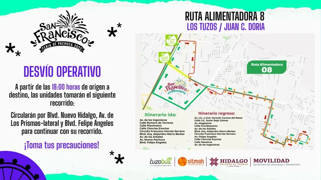 Feria San Francisco Pachuca 2025: estas son las medidas de transporte público