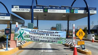 Campesinos del distrito 003 Tula durante una protesta en el Arco Norte.