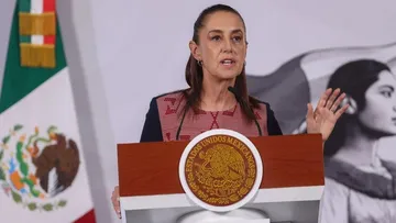 La presidenta Claudia Sheinbaum durante un anuncio sobre el informe de rendición de cuentas del 31 de mayo.
