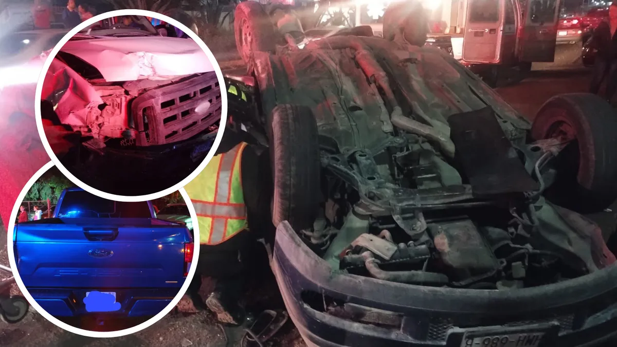 Carros volcados y coque