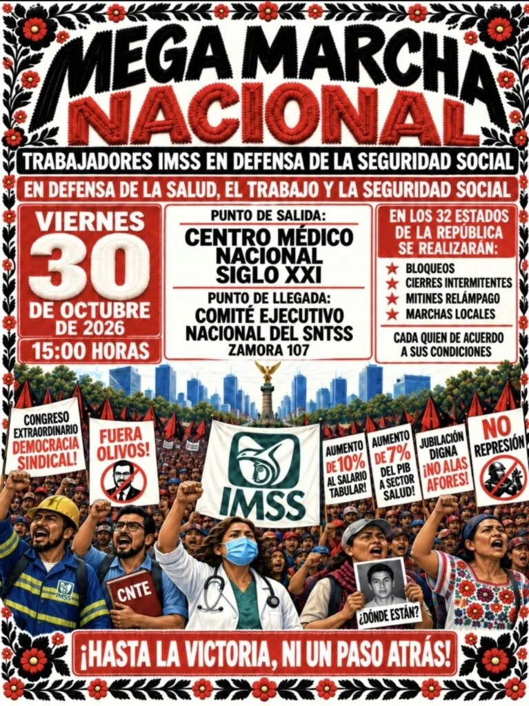 Megamarcha del IMSS este 30 de octubre: ¿habrá protestas en Hidalgo?