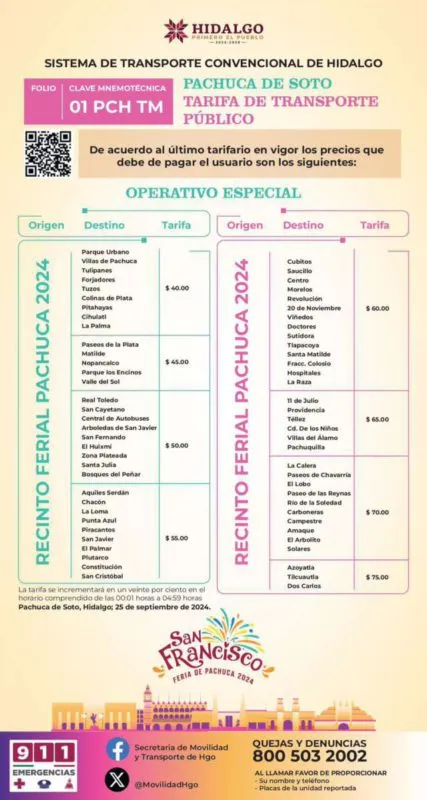 Tarifas de taxi para la Feria Pachuca 2024: consulta los precios oficiales