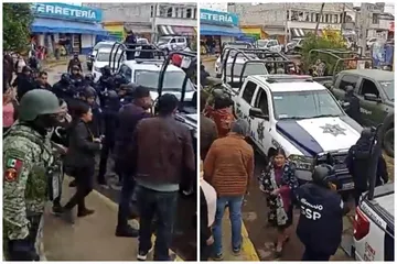 VIDEO | Enfrentamiento entre policías y pobladores de Acaxochitlán por detención de personas
