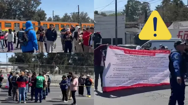 Padres y estudiantes de secundaria realizan bloqueo en Zaragoza, a la altura de Acatitla, en Iztapalapa.