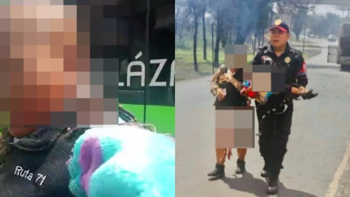 Policía cargó en brazos a la niña herida tras la explosión en Iztapalapa.
