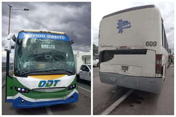 Autopista México-Pachuca: camión de pasajeros choca y deja 3 lesionados
