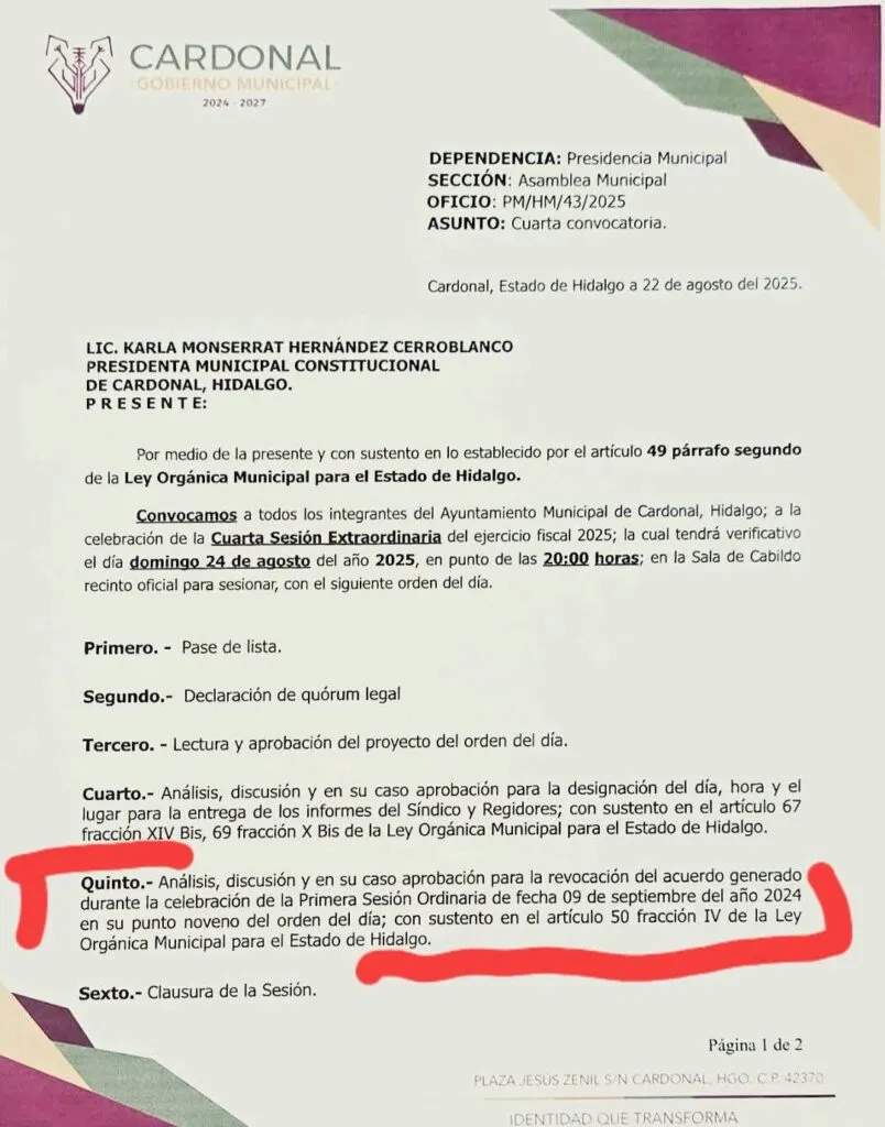 “Yo doy por terminada la sesión”: alcaldesa de Cardonal se retira entre cuestionamientos | VIDEO