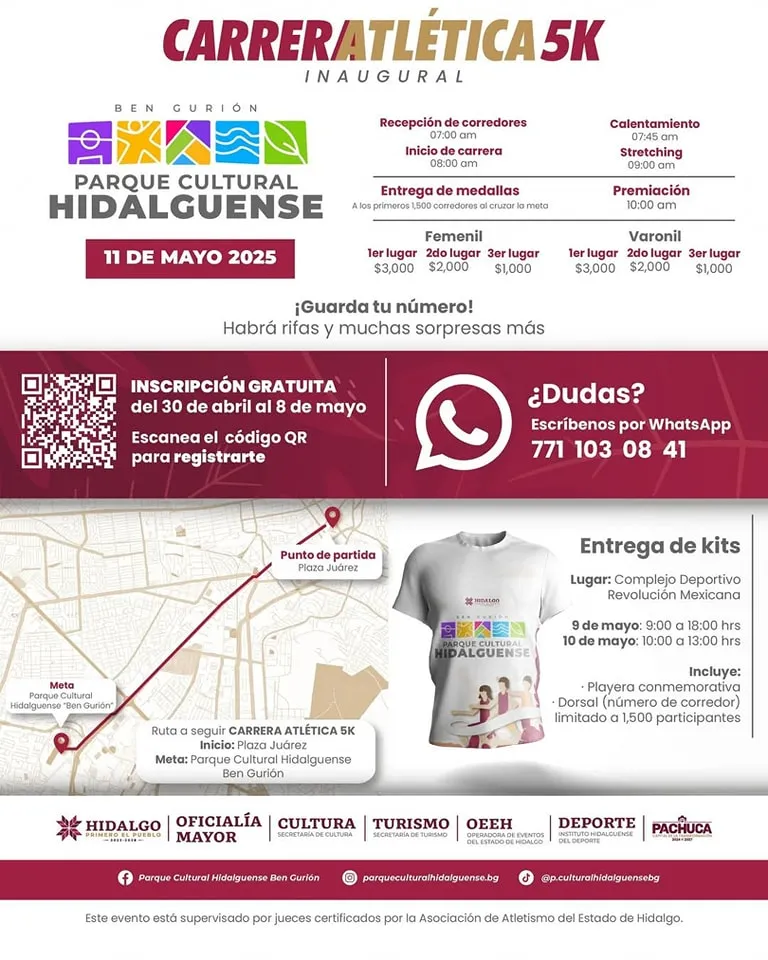 Anuncian carrera atlética gratuita por inauguración del Parque Cultural Hidalguense | Inscripción y premios