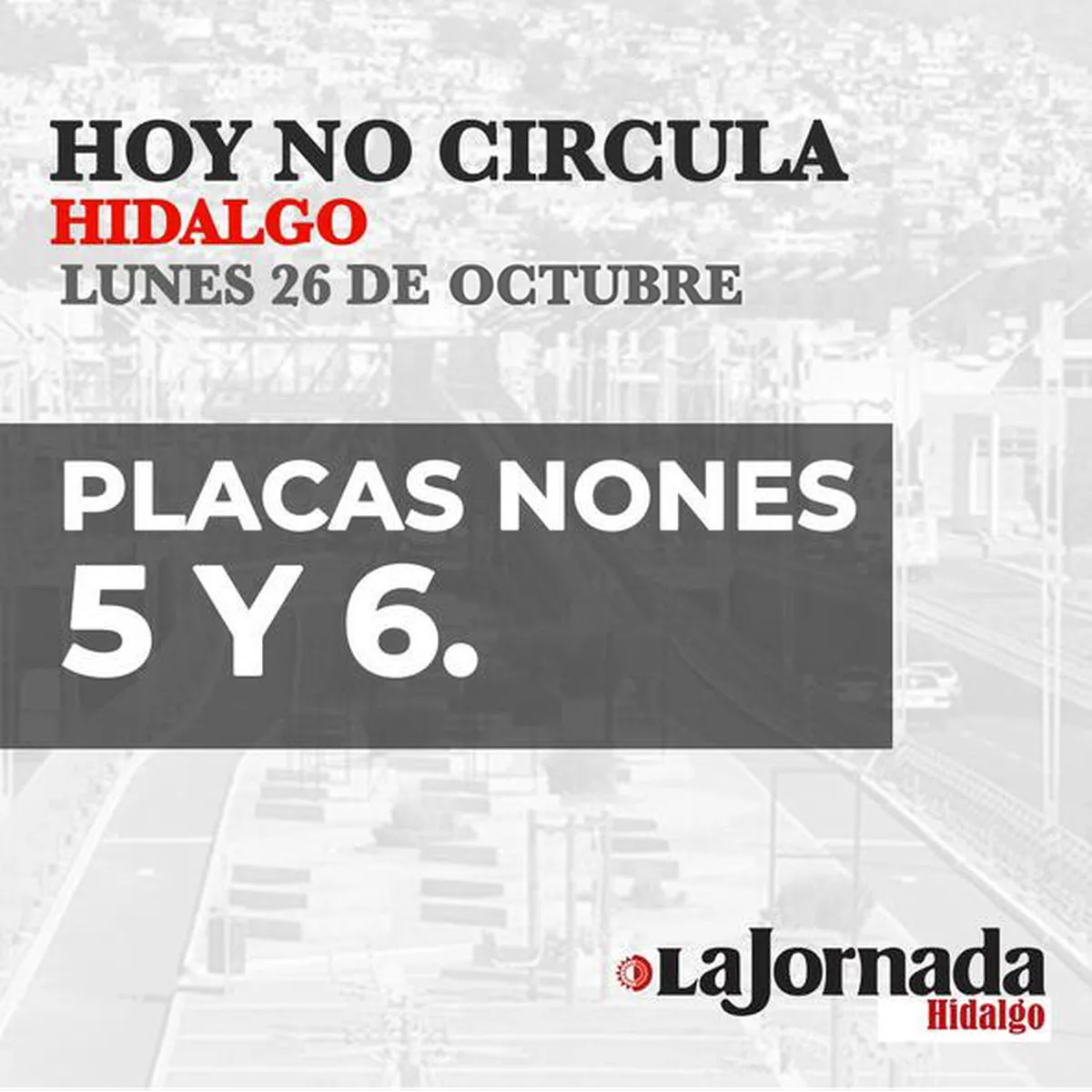 Hoy No Circula, lunes 26 de octubre