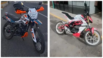 Motocicletas estacionadas durante la feria de la comunidad de Los Ángeles, en Tolcayuca.