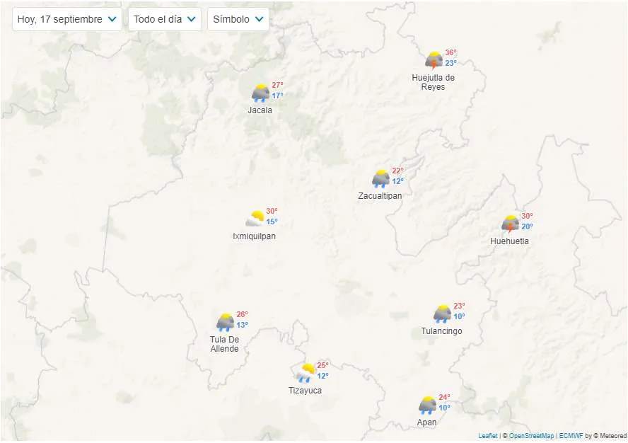 Consulta el pronóstico del clima en Pachuca e Hidalgo hoy
