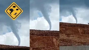 Automovilistas y vecinos captaron la nube embudo durante la tormenta registrada en Pachuca, Hidalgo.