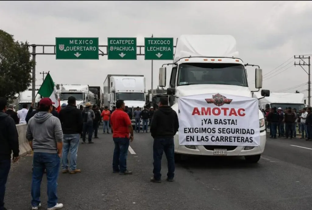 Transportistas toman la México-Pachuca y generan reducción de carriles