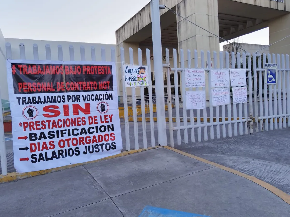 Personal del Hospital de Tulancingo protesta por contratos temporales y bajos salarios. Esto fue lo que expusieron ante autoridades.