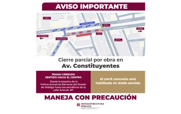 Cierre parcial en Avenida Constituyentes