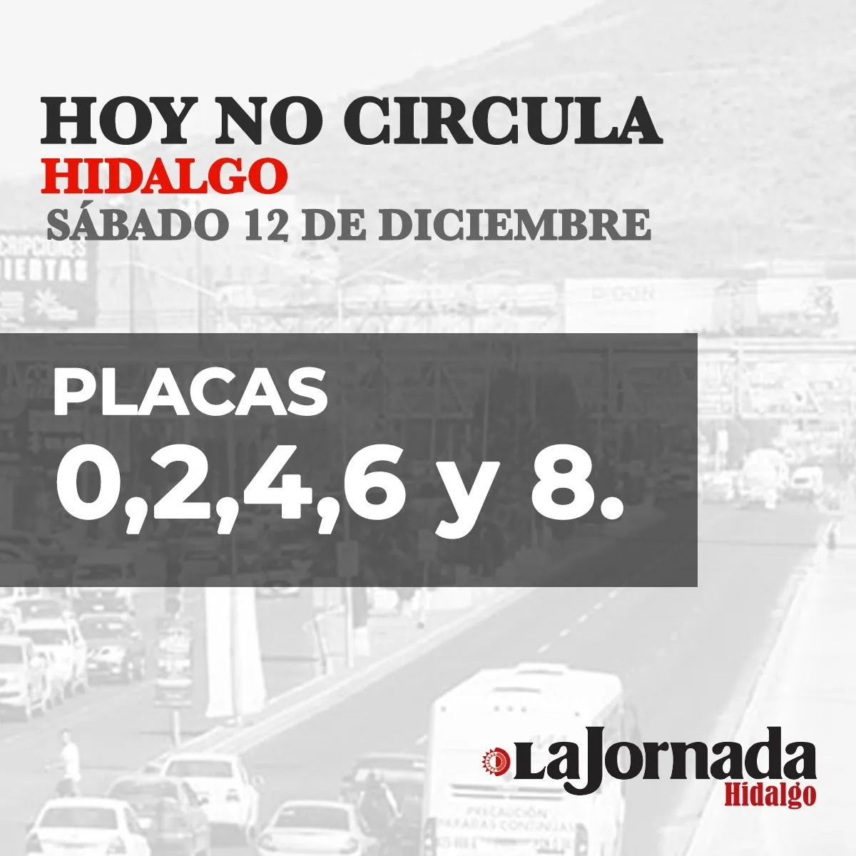 Hoy No Circula, sábado 12 de diciembre