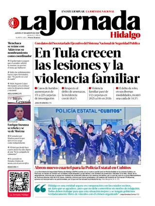 La Jornada Hidalgo | 27 de agosto de 2026