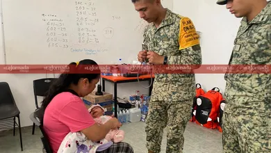 Ejército brinda atención médica a damnificados en albergue de Huehuetla