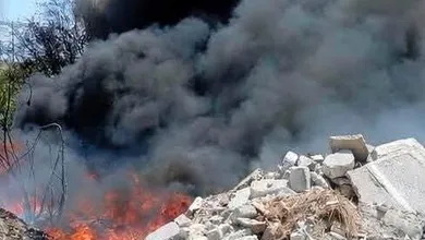 Incendio en Ixmiquilpan predio llantas