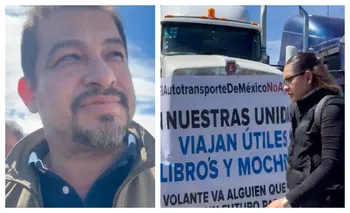 Transportistas de Canacar durante la movilización nacional en Hidalgo