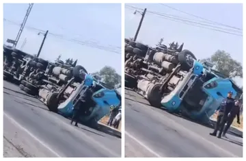 Metepec: vuelca tráiler con bagazo de cebada | VIDEO
