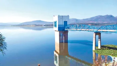 Foto de la presa Endhó, una de las presas de Hidalgo que se encuentran debajo de su capacidad.