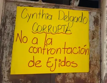 Habitantes de Pueblo Nuevo durante pronunciamiento por conflicto agrario en Ixmiquilpan.