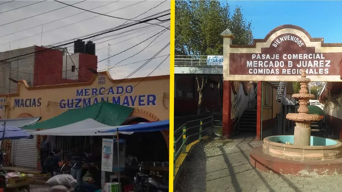 Mercado Benito Juárez y Guzmán Mayer de Pachuca en su fachada principal.